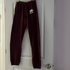 Roots Unisex Original BF Fleece Sweatpants Maroon XS Elasticated cuffs